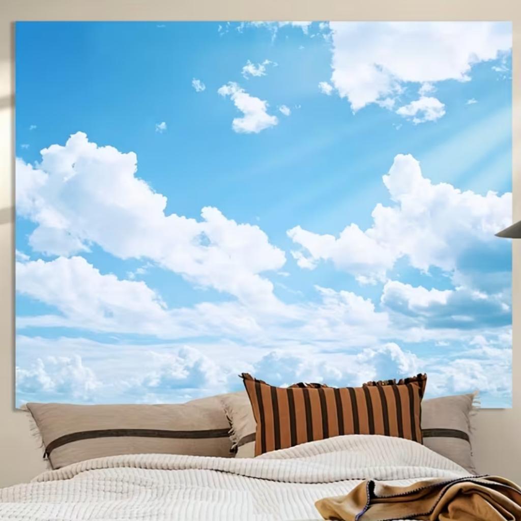 Blue Sky White Cloud Background Natural Landscape Home Party Decoration Backdrop Portrait Photography Banner Baby Shower Props