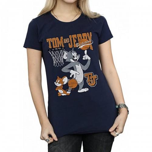 Tom and Jerry Womens/Ladies Spinning Basketball Cotton Boyfriend T-Shirt