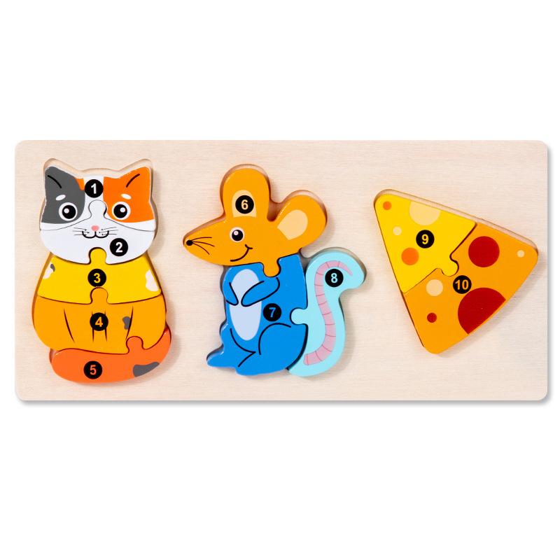 3D Wooden Animal and Vehicle Jigsaw Puzzles for Children - Educational, Large Piece, Interlocking Board Toys.