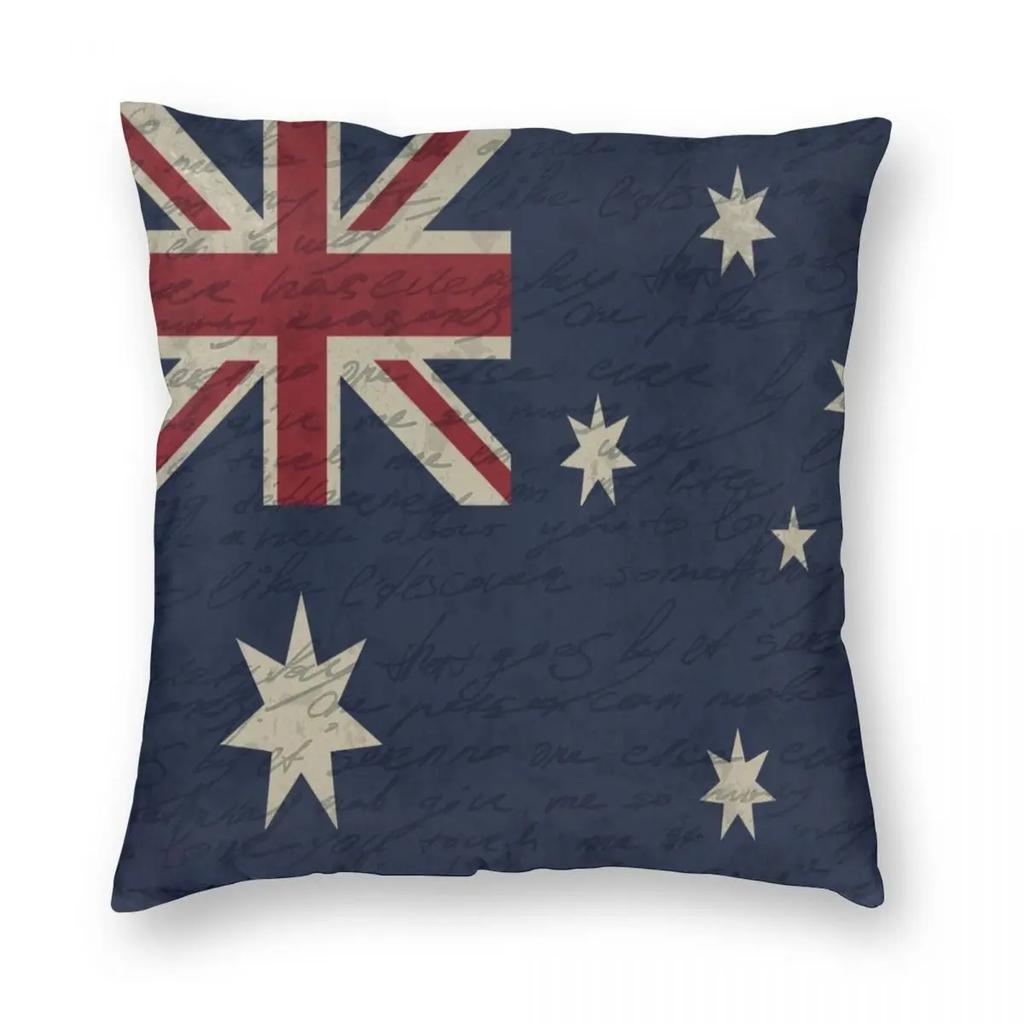 Usa Australia Flag Print Cushion Cover Super Soft Short Plush Pillow Covers 45*45 Throw Pillow Case Sofa Home Decor Pillowcase
