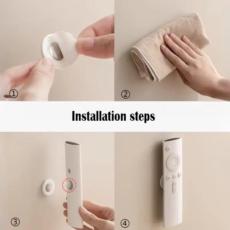 No Drill Magnetic Remote Holder - Wall Mount for TV/AC/DVD Remotes, White Space-Saving Design