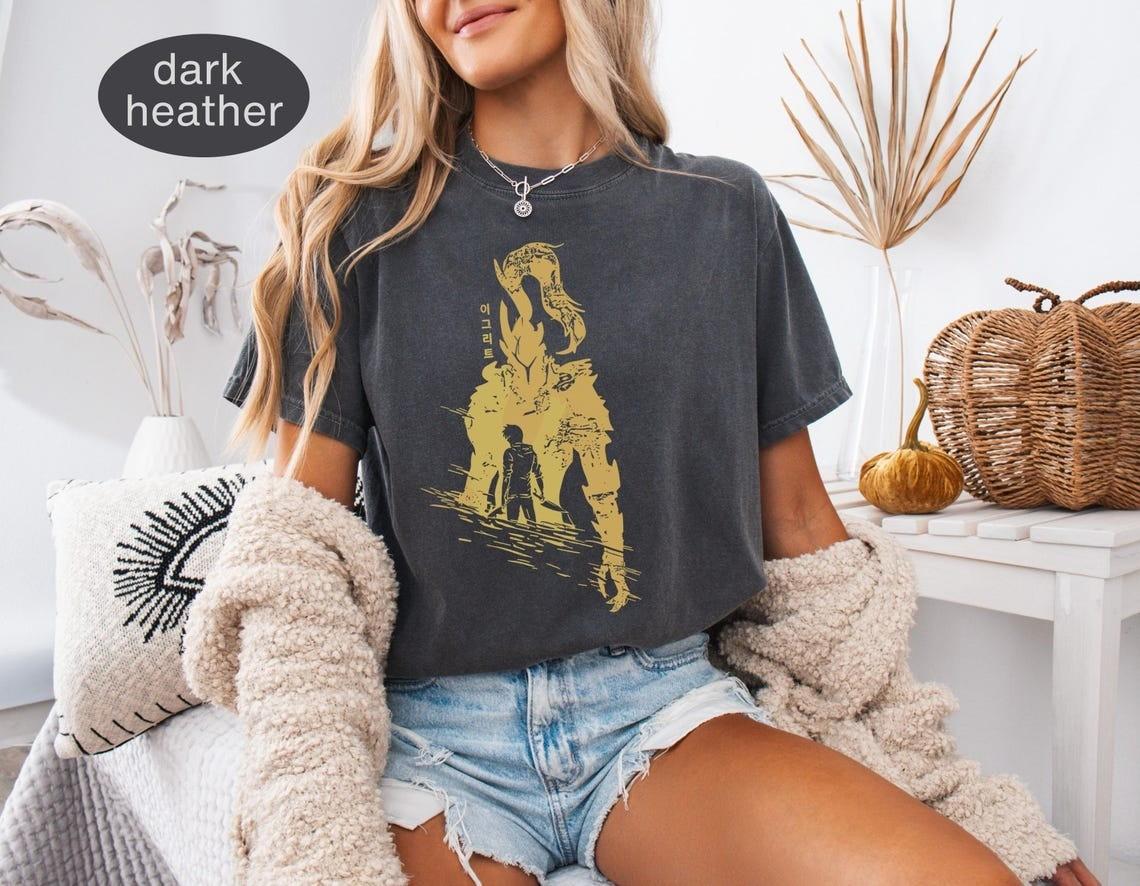 Solo Leveling Shirt, Shadow Monarch Anime Tee Japanese Anime 100% Cotton T-shirt Mens Tees Top Otaku Merch M