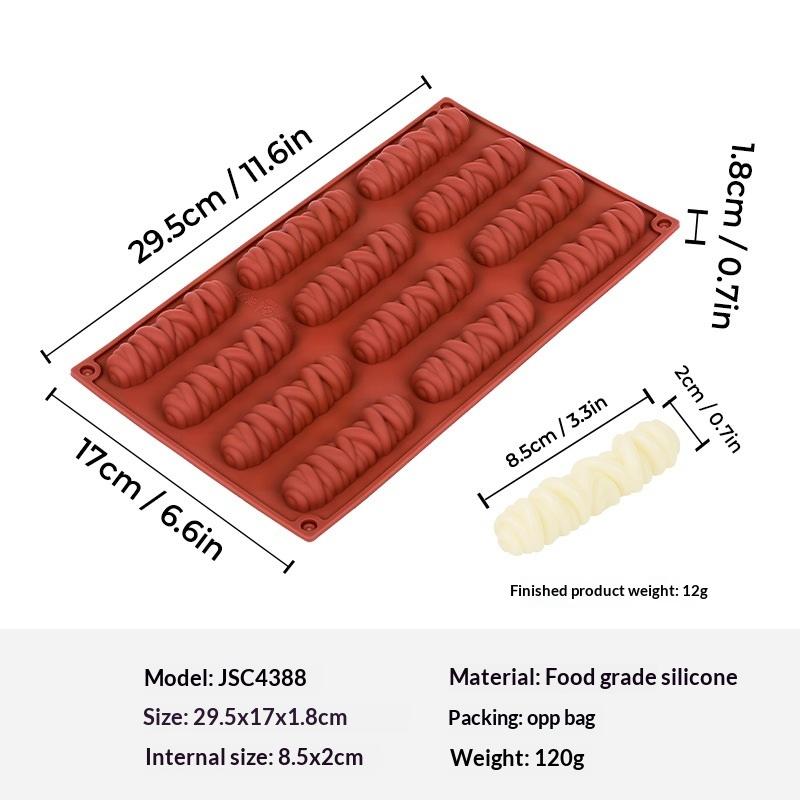 

Silicone Cake Mold 12 Cells Striped Lines Texture Flexible Baking Pan for Homemade Loaf and Dessert Making коричневый
