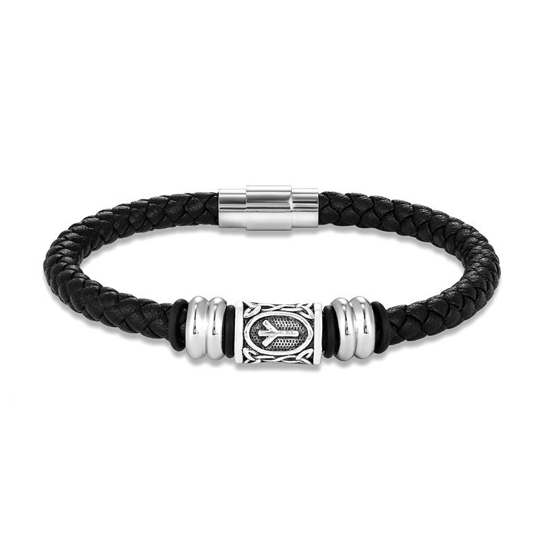 Personalized Norse Viking Runes Amulet Bracelet Leather Wristband With Futhark Rune Bead In Your Choice Viking Jewelry