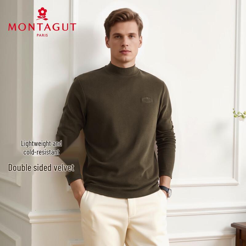 

MONTAGUT Men s Business Casual Long-Sleeve Round Neck T-Shirt M (48)
