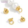 10/20Pcs Crimp Beads 18K Gold Plated Brass Bead End Cap with Loop,End Caps For Jewelry,DIY Bracelet Jewelry Making Accessories