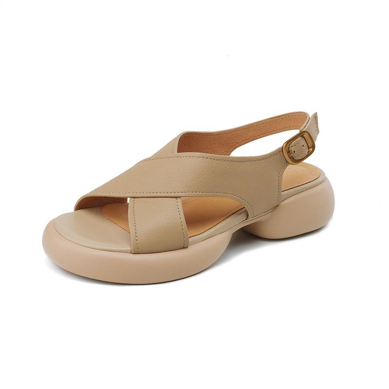 

Crossed open-toed sandals women s summer new casual comfortable versatile platform shoes 35 абрикосовий