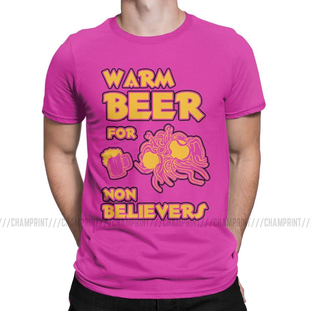 Warm Beer For Non Believers Pastafarian T Shirts Men Flying Spaghetti Monsterism Pastafarianism Fsm Religion Church