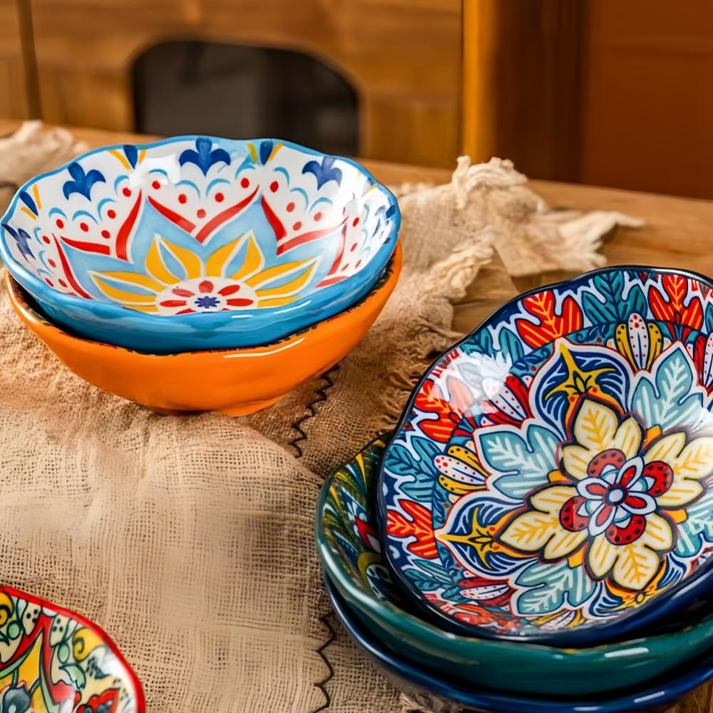 Bohemian Small Saucer, Ceramic Household Flavor Saucer, Soy Sauce Saucer, Barbecue Hot Pot, Sauce Saucer, Snack Saucer, Vinegar