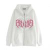 Cross-border new product spot skull wings hooded zipper sweater women's fleece thickened loose sports cardigan sweater women's