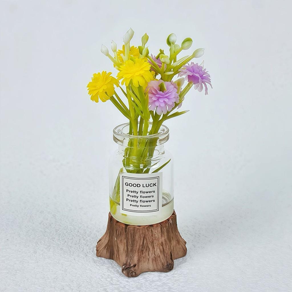 6Pcs Multicolors Luminous Fake Flower Plant Bonsai Miniatures Resin Bouquet Ornaments Fairy Garden Decoration Micro Landscape&---