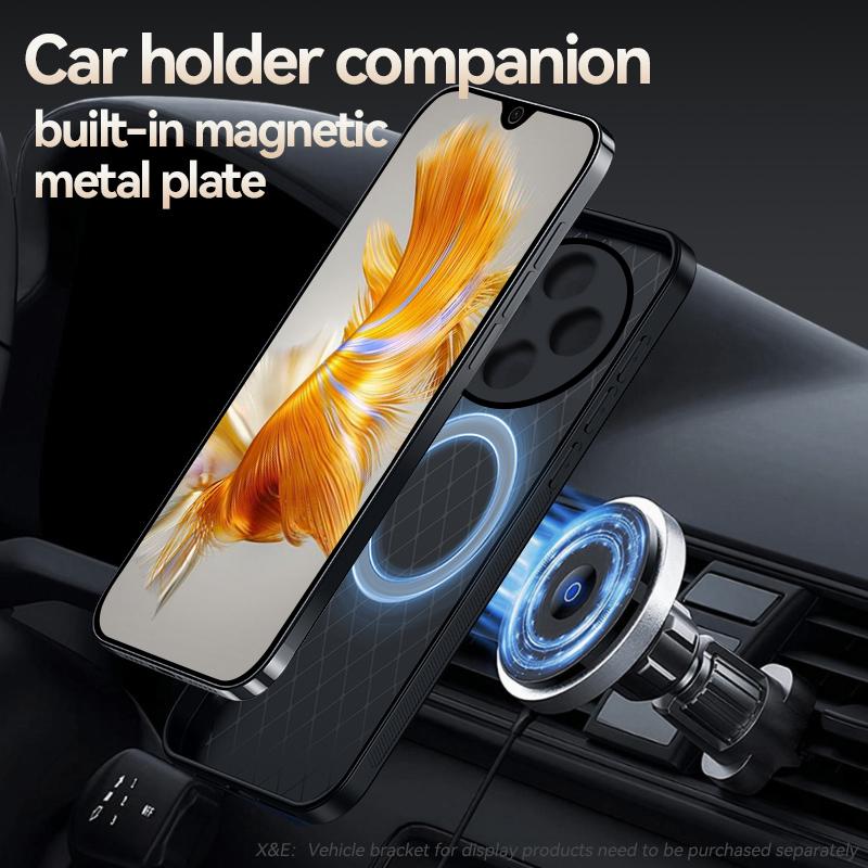 For Redmi 14C Leather Texture Built-in Magnetic TPU Soft Edge Anti-drop Anti-fingerprint Phone Case