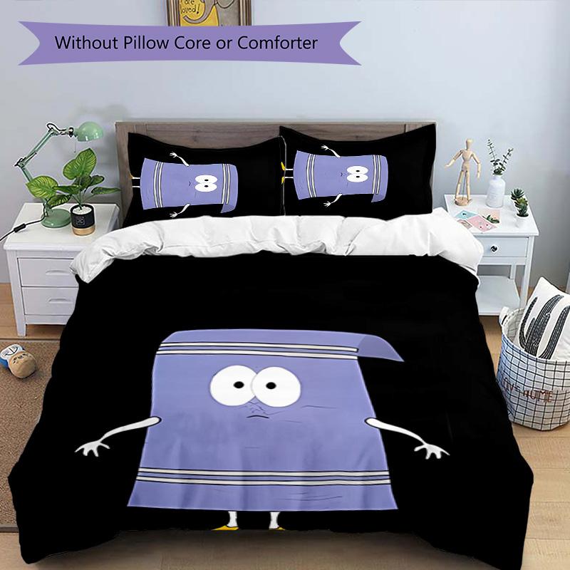 3pcs Towelie pattern bedding set duvet cover set includes duvet cover &pillowcases, perfect all season bedroom decoration & gift