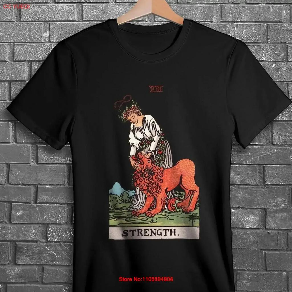 Strength Tarot Card T Shirt Gothic Occult Style Unise Vintage Washed Slightly Designer Clothes Stretched Comfortable Vintage