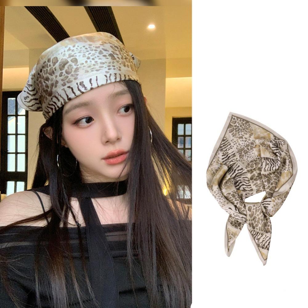 

Хип-хоп Y2k принт тюрбан мягкая панк бандана элегантный леопардовый принт платок для волос пляж Style1