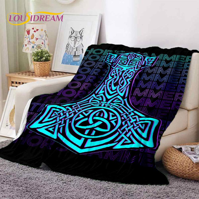 Nordic Viking Odin Valhalla Valknut Soft Blankets,Keep Warm Throw Blanket Comfortable Blanket for Picnic Beds Sofa Home Bedroom