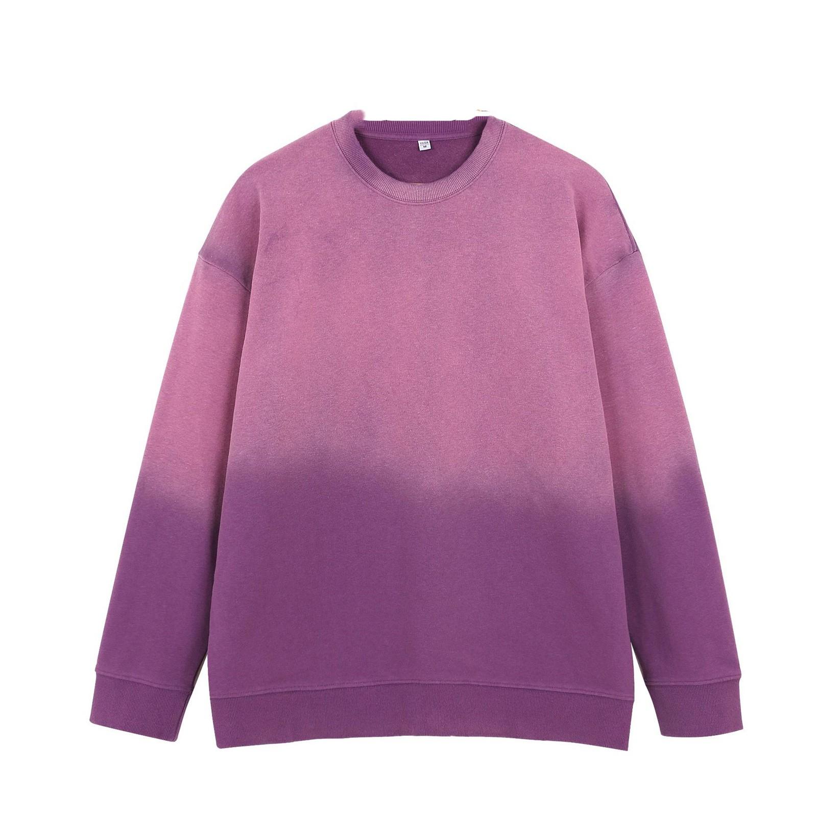 

Осень и зима 370 г плотная стираная шерсть свободная толстовка с капюшоном батик сделать старую толстовка XL фиолетовый