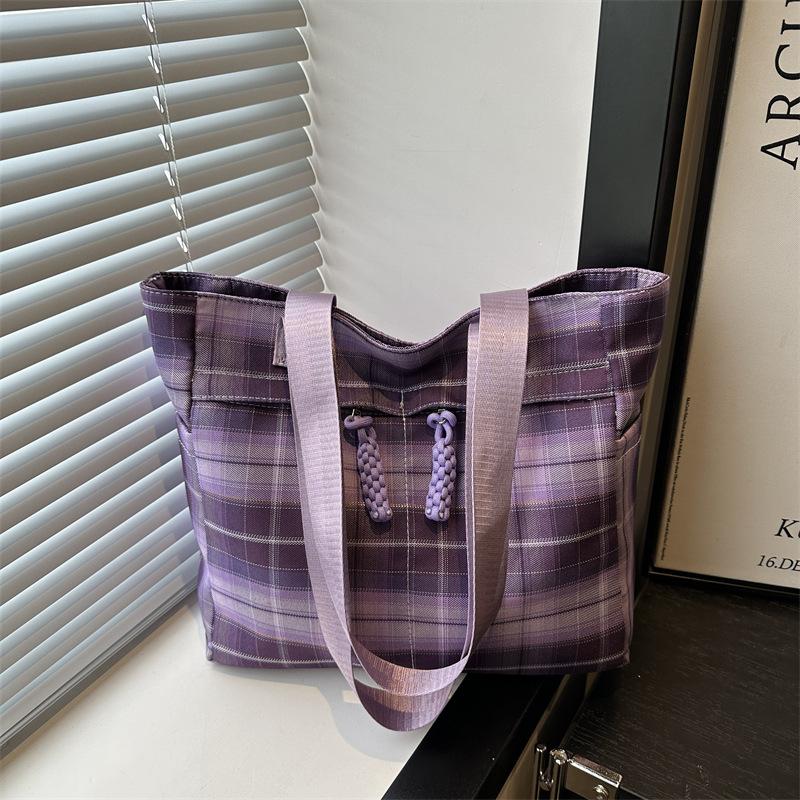 

Premium casual plaid beautiful portable tote bag new fashion versatile shoulder bag underarm bag women s bag фиолетовый