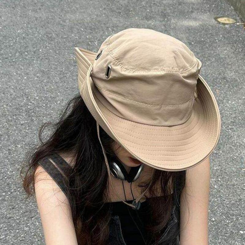 Quick Dry Wide Brim Bucket Hat for Men Women Cap Breathable Adjustable Chin Strap Outdoor Hiking Fishing Sun Hat