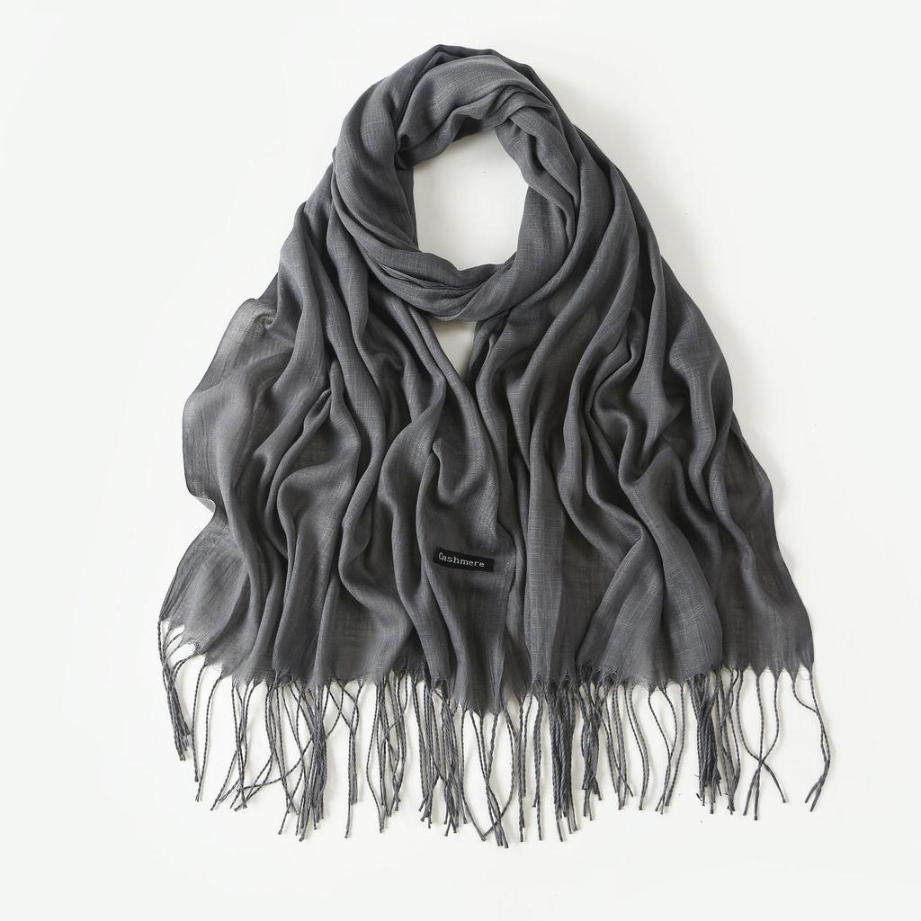 Trendy Niche Silk Scarf: Bamboo Yarn Tassel Shawl for Women