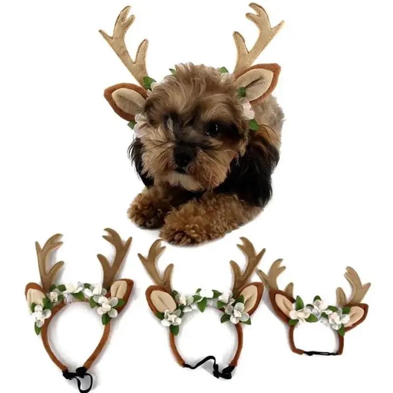 2023 Novo Natal Cão&Chapéu Acessórios para Gato Tiara de Chifres Decoração de Canto de Natal Tiara Natal Animal de Estimação