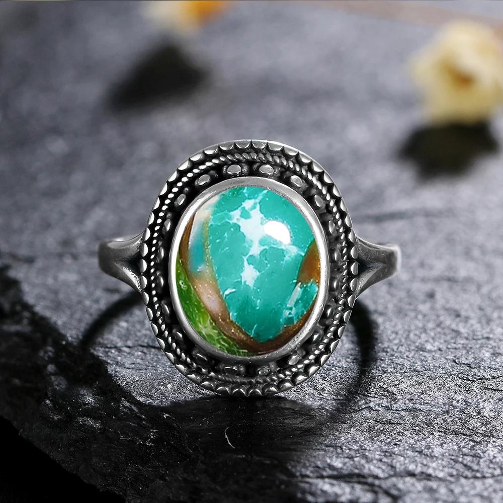 Natural 8*10MM Lapis Lazuli Finger Ring  Rings for Women Gift S Silver Flower Shaped Ring