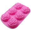 Cake Mold 3D Reusable 6-Cavity Non-stick Rose Flower Shape Fondant Mould for Kitchen