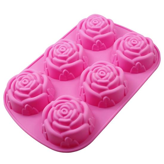 

Cake Mold 3D Reusable 6-Cavity Non-stick Rose Flower Shape Fondant Mould for Kitchen