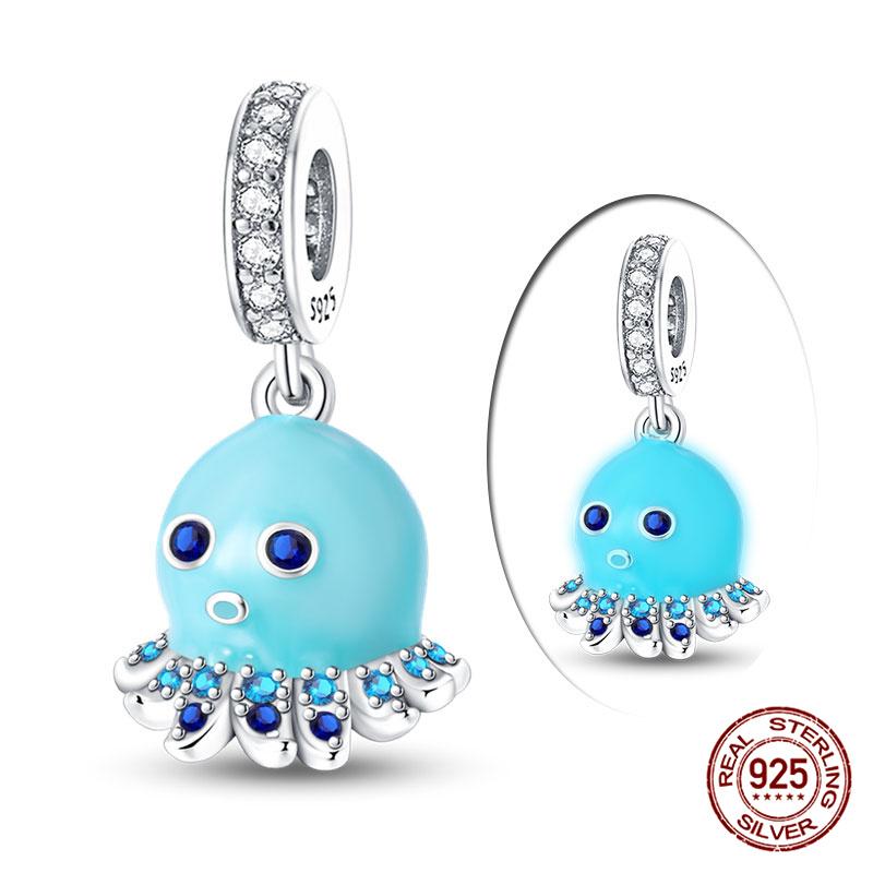 Authentic 100 copper Shell Luminous Bead Charms Crab Octopus Charm Bead Charms Compatible With Authentic Bracelets Do It Yourself Jewellery Making Wo