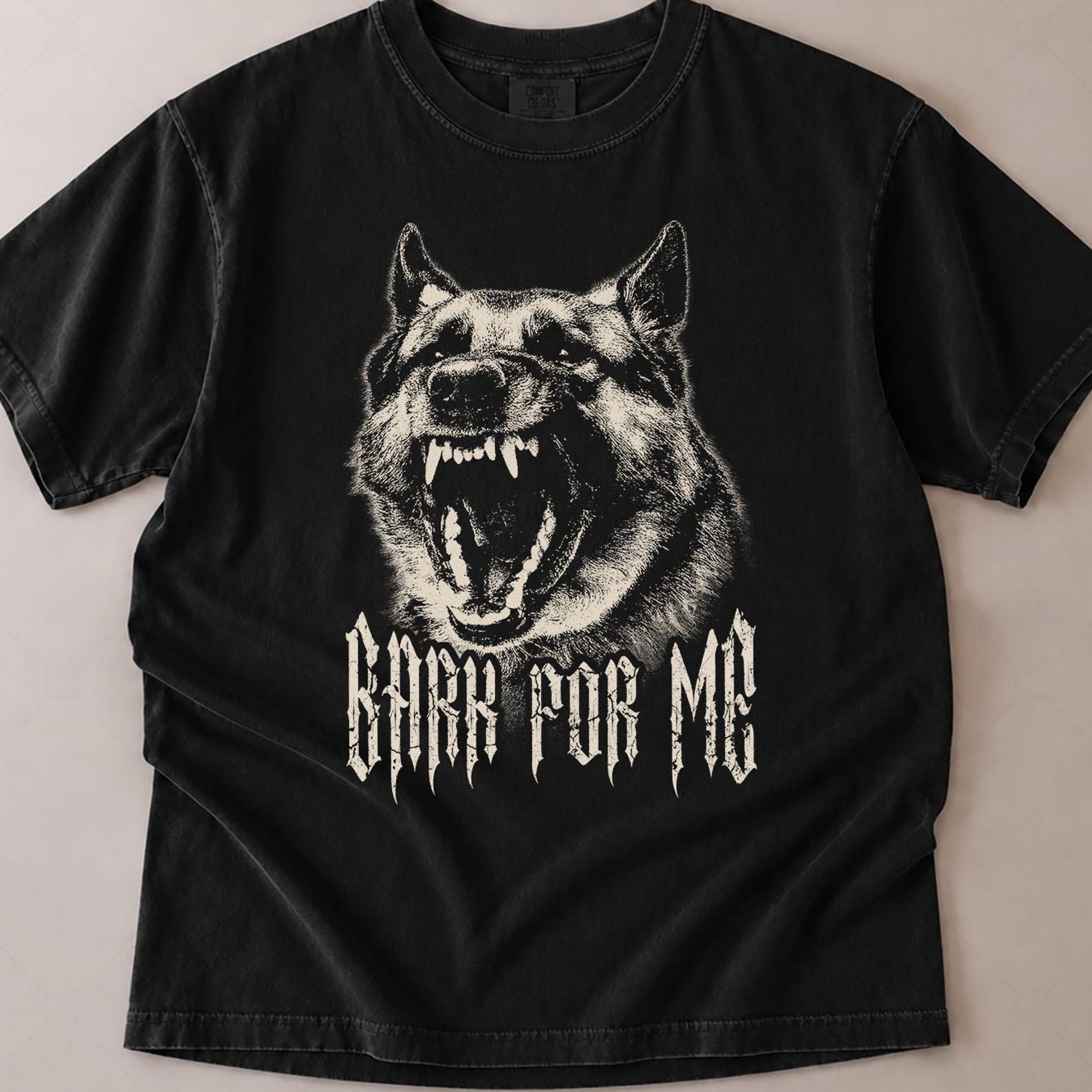 Bark For Me Wolf Graphic Shirt, Gothic Vintage Dark Animal Statement Tee Design 2XL