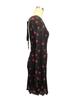 Spring Women Heart Print Bell Sleeve Backless Mesh Dress Mature Style French Retro Patchwork Slim Sexy Elegant Women Maxi Dress