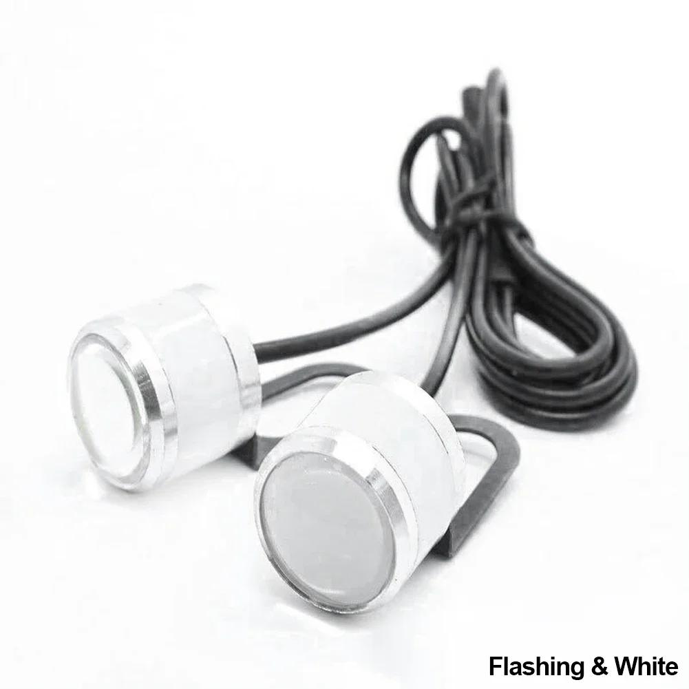 2 Stück LED 12V Tagfahrlicht Motorradzubehör Motorrad Strobe Fahrleuchten Super Helles Adlerauge Nebelscheinwerfer Scheinwerfer