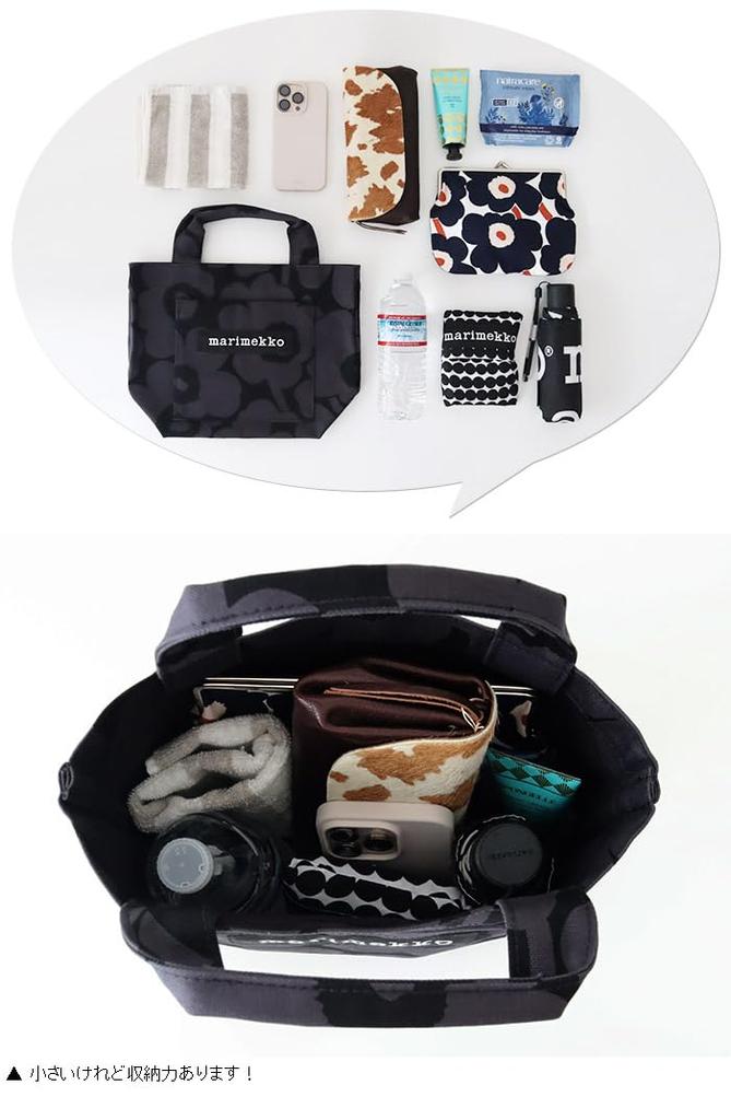 Marimekko Lunchbag Unikko Tote Bag F Dark Gray x Black Japan-Exclusive Women's 52_1_52249693572