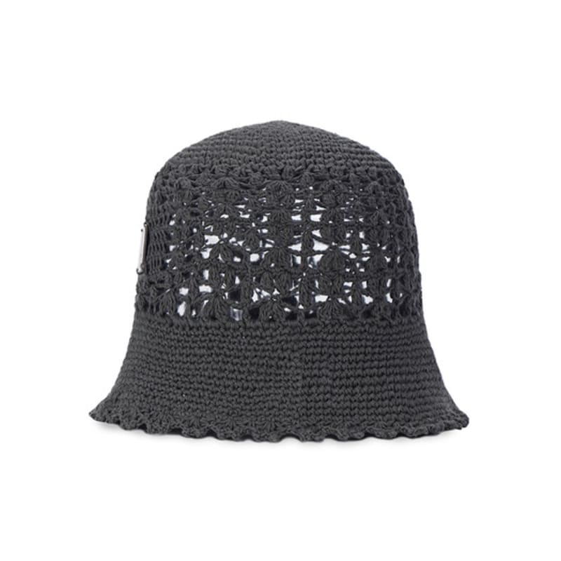 VARZAR VA Plate Crochet Bucket Hat Gray