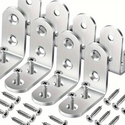 A Set of 50pcs, Including 10pcs 90-degree Right-angle Brackets with 40 Screws, L-shaped Bracket Hardware Suitable for Wooden Shelves, Chairs, Table