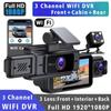 Wifi 2/3 Kamera Araba DVR Dash Kamera FHD 1080P 3 Kanal Lens Dash Kamera İç Dash Kamera Video Kaydedici Siyah Kutu Süper Gece Görüşü