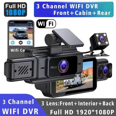 2025 Wifi 2/3 Camera Car Dvr Dash Cam FHD 1080P 3 Channel Lens Dash Camera Interior Dashcam Video Recorder Black Box Super Night Vision