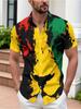 Men's Casual Short - Sleeved Button - Shirt, Mixed Color, Multiple Specifications Available, Polyester Material, Vibrant Abstract Design, Suitable