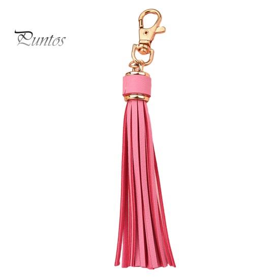 Dusk nøkkelring anheng imitert skinn ensfarget hummer klips frynser rustfri lett bærbar DIY nøkkelring skolesekk dekorasjonsanheng