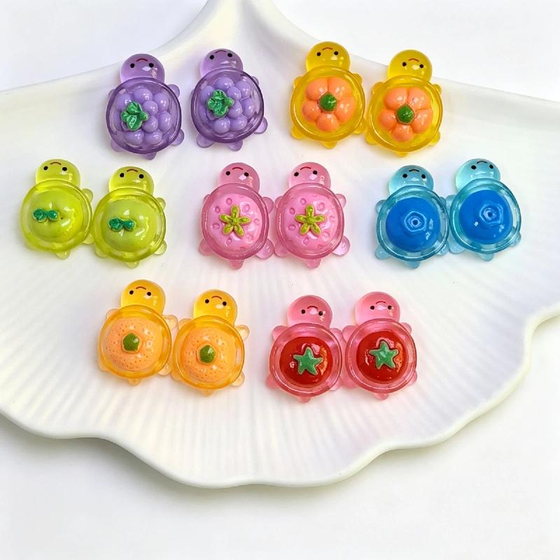 50Pcs Cute Resin Turtle Diy Craft Glow In Dark Cartoon Vegetable Fruit Turtles Figurines For Desk Decor Ornament