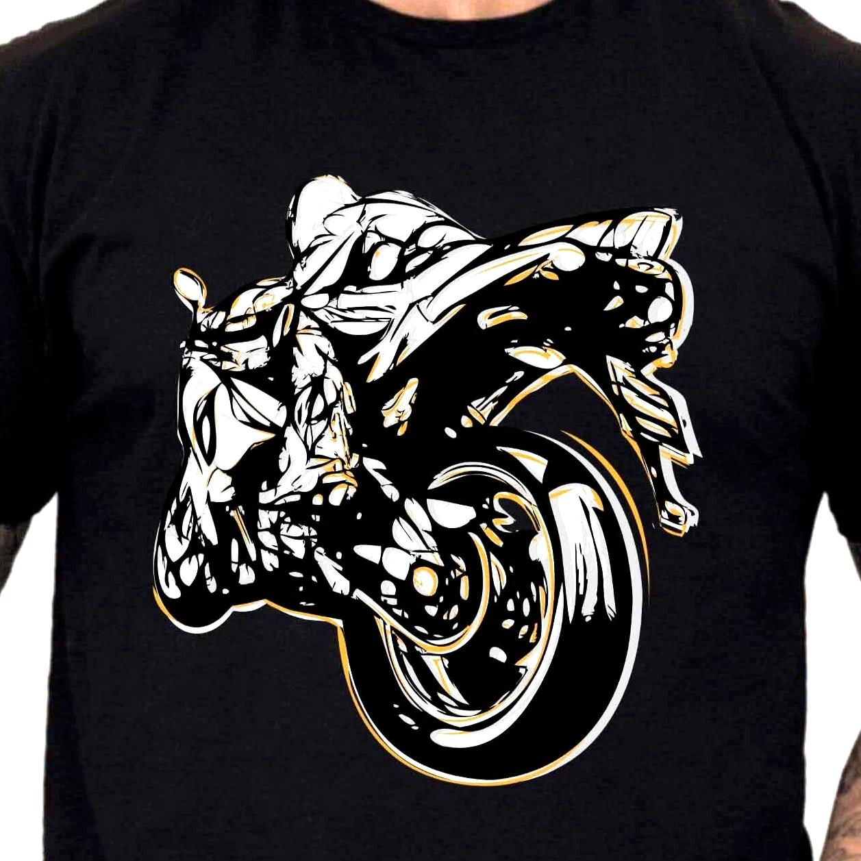 Superbike T-Shirt Sport Motorcycle Racer Graphic Tee Speed Bike Racing Rider Top S