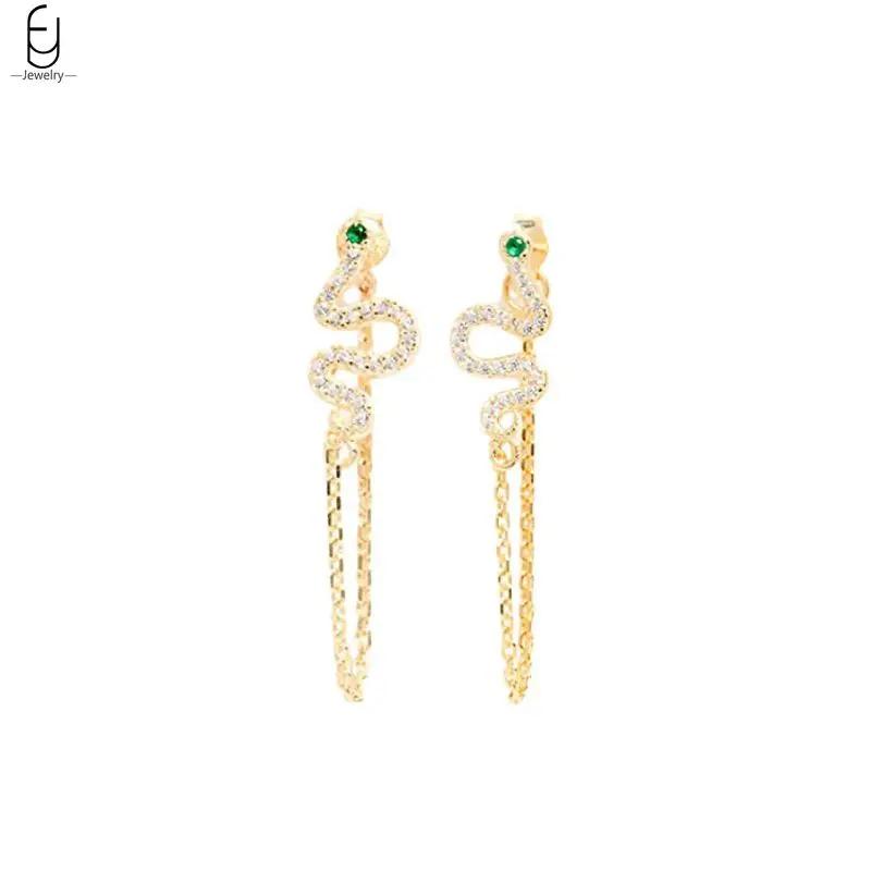 925 Silver Needle Vintage Snake Earrings Women Gold Round Ear Clips Punk Style Fashion Hoop Earrings Women Jewelry