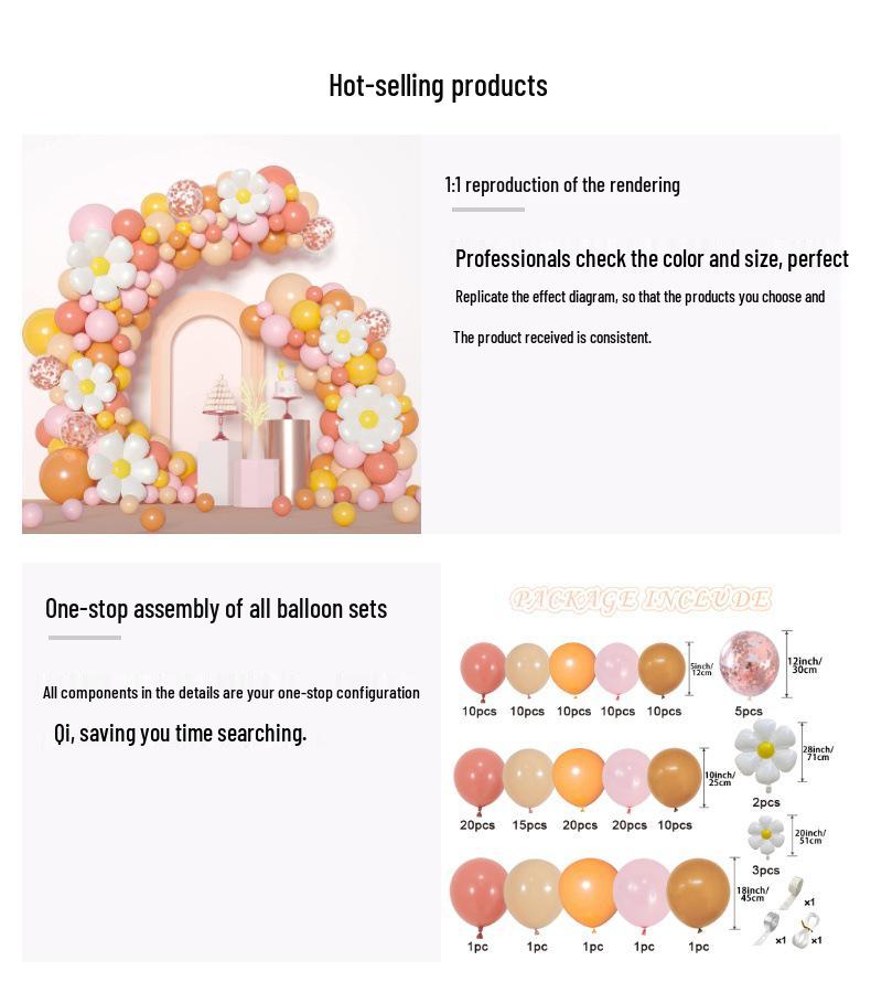 Daisy-Themed Pink & White Balloon Set for Weddings & Birthdays