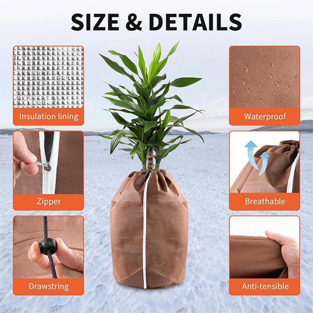 Winter Flowerpot Antifreeze Cover Plant Frost Protection Covers Anti-Frost Protection Bag Plant Cover With Zipper And Drawstring