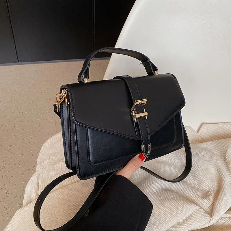 

Женская сумка через плечо из искусственной кожи, универсальная, ретро, монохромная, элегантная, высокого качества, новая тенденция