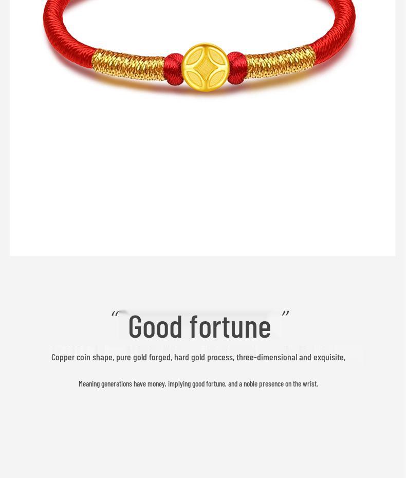Shuibei 999 Fine Gold Ingot Bracelet with 3D Ruyi Safety Lock and Woven Hand Rope – Beauty Industry Gift