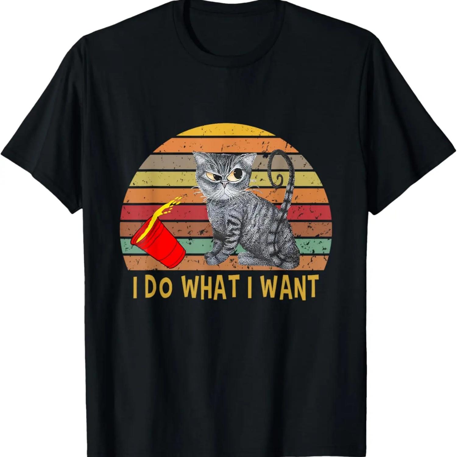 

Vintage Retro I Do What I Want My Black Cat Lovers T-Shirt XXXXXL