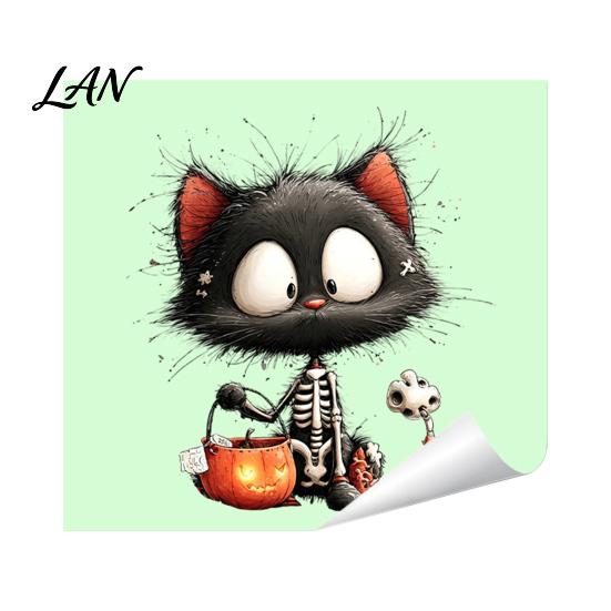 Halloween Atmosphere Room Decor Glow in The Dark Switch Outlet Stickers, Cute Black Cat Witch Theme Wall Decals Pumpkin Skull Decals, Waterproof