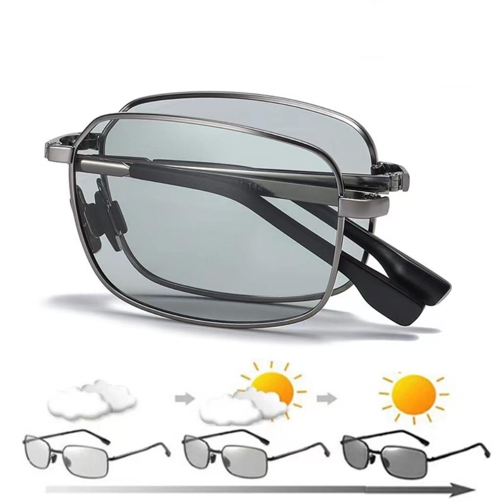 Dernières Lunettes de Soleil Pliantes pour Hommes Vintage Homme Extérieur Conducteurs Cyclisme Lunettes de Soleil Lunettes Adaptatives à la Lumière UV400 Oculos De Sol As shown in the figu