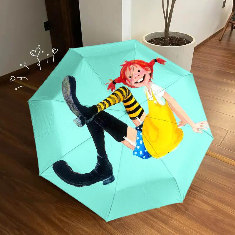 1pc Pippi Longstocking Themed High-quality Umbrella,Automatic Opening and Closing Umbrella,Multi-functional Umbrella G0811026